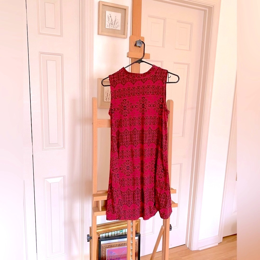 Pink Rose Pattern Mini Dress